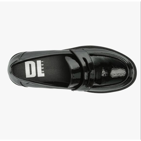 Black Chunky Platform Patent Leather Penny Loafers Women’s Sz 9 Slip On Lug Sole - Picture 13 of 13